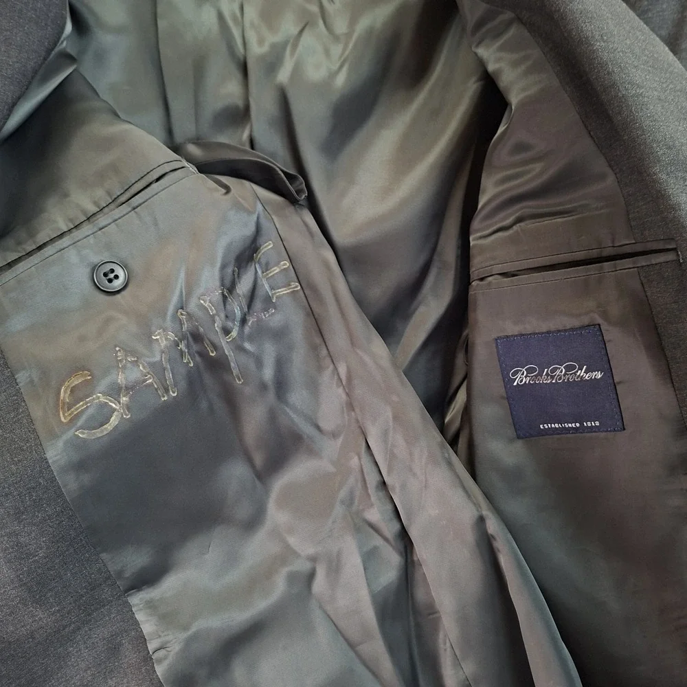 Brooks Brothers 1818 Blazer 40R SAMPLE Wool‎ Lycra Blend Gray Sharkskin